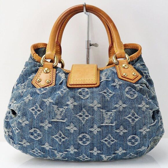 Pleaty Blue Monogram Denim Hand Bag - Picture 2 of 10
